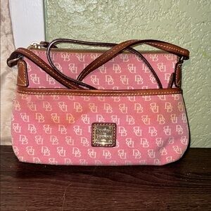 Dooney & Bourke Pink and Brown Monogram Shoulder Bag